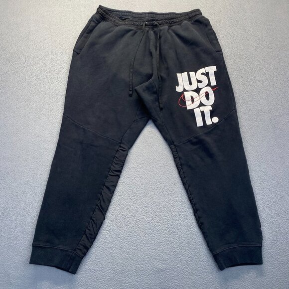 Nike Just Do It Joggers Sweatpants Mens XLarge,Drawstring Graphic Swoosh Black - Picture 1 of 10